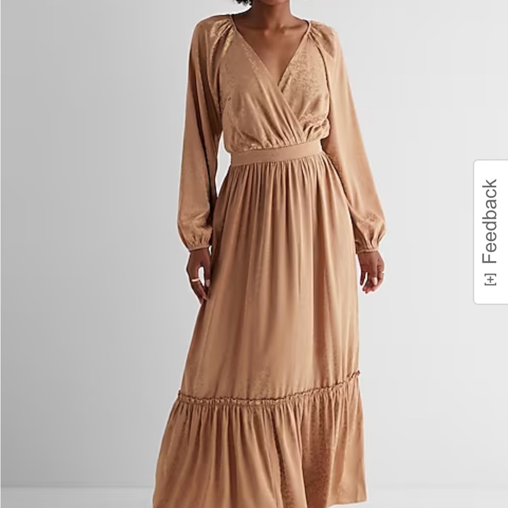 Satin jacquard tiered maxi